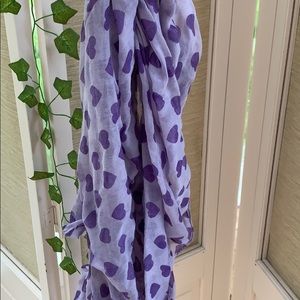 Infinity Scarf with Hearts, Purple Lavender Heart Scarf, Valentines Day Scarf